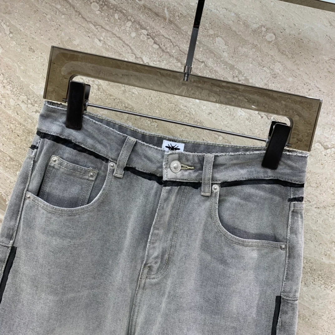 디올 라이트 그레이 코튼 데님 플레어 팬츠