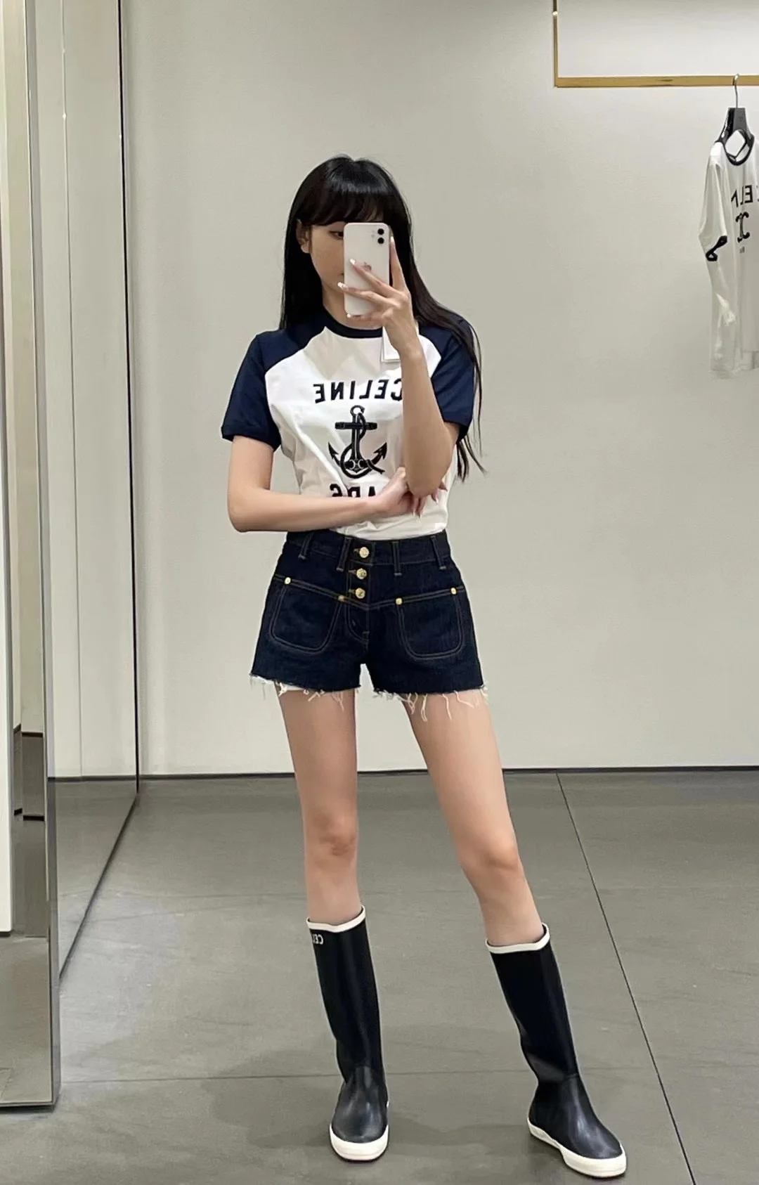 셀린느 린스 워시 데님 미니 쇼츠