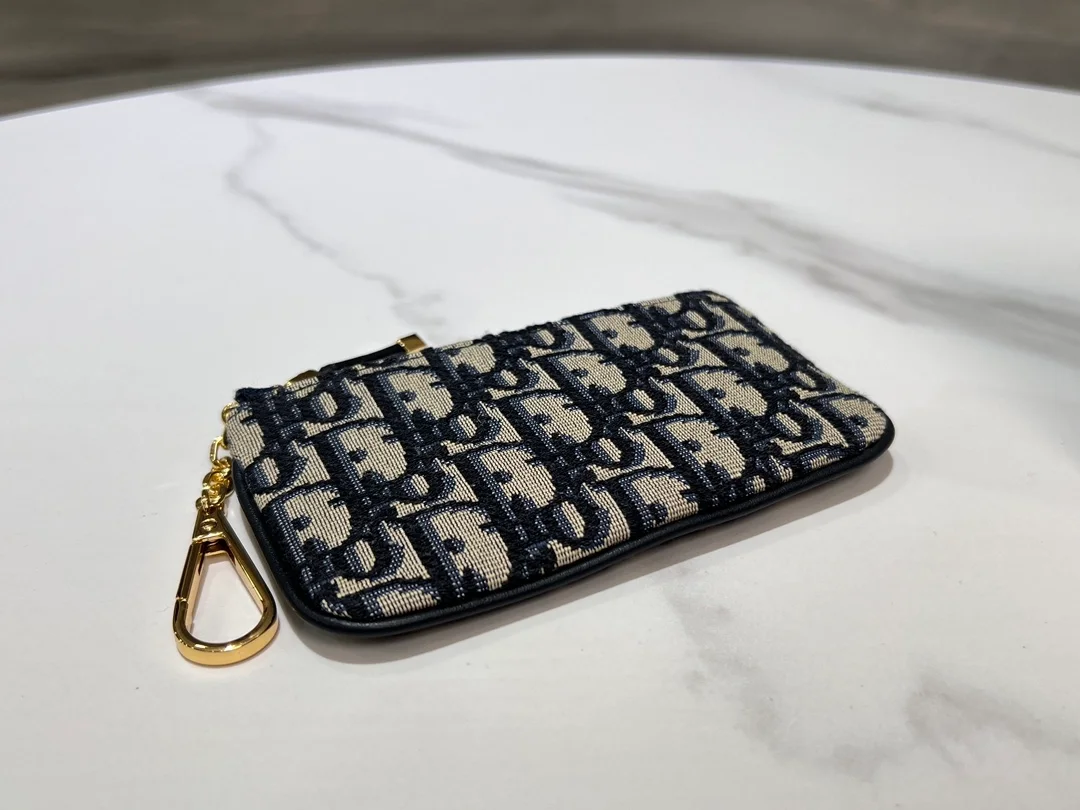 디올 DiorTravel Myrte 오블리크 자카드 지퍼 열쇠 케이스
