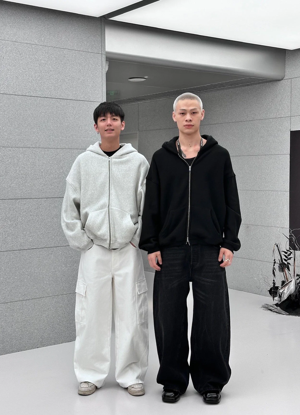 알렉산더왕 덴스 플리스 스타 집업 후디 그레이