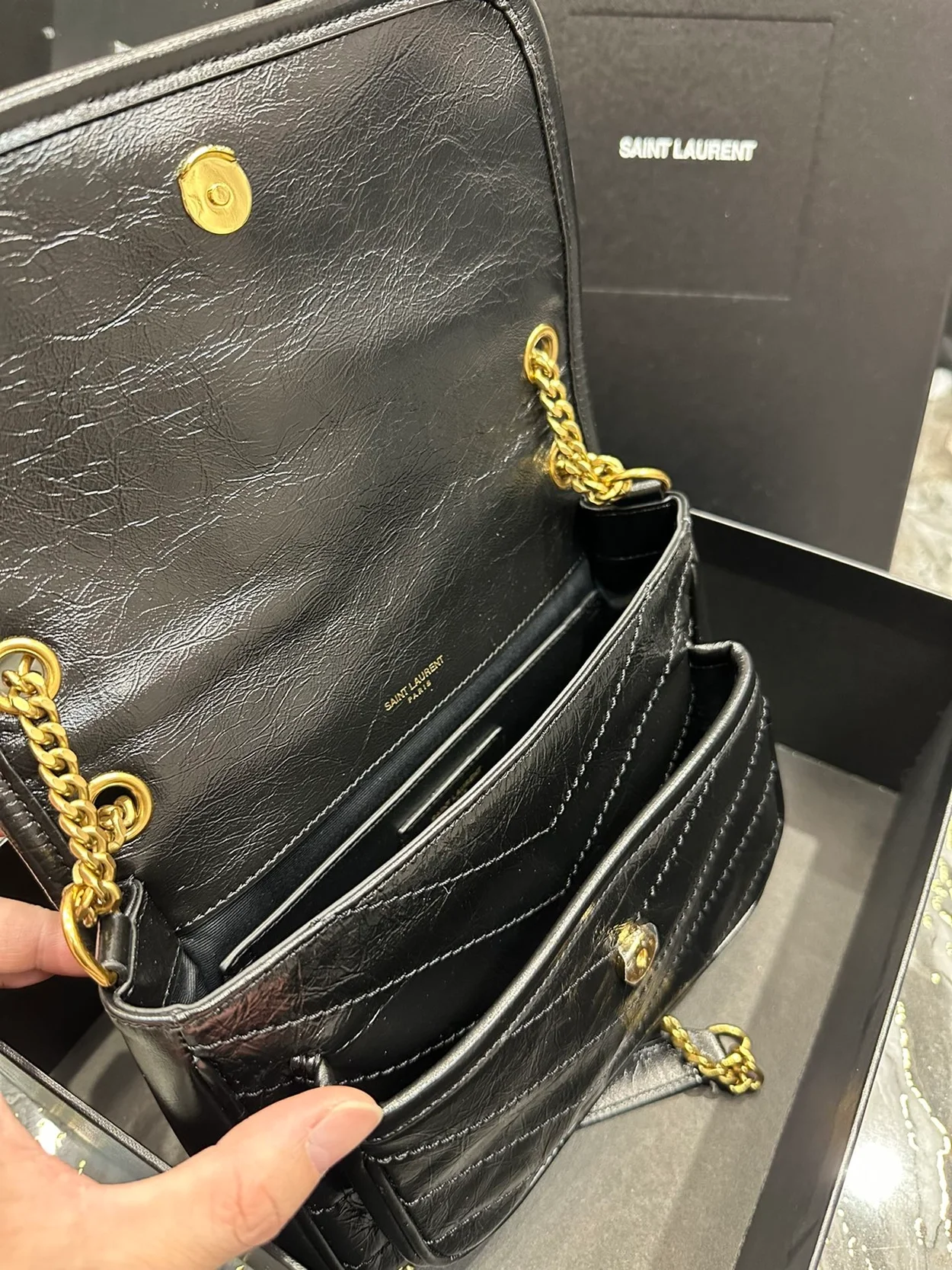 생로랑 빈티지 니키 베이비백 블랙