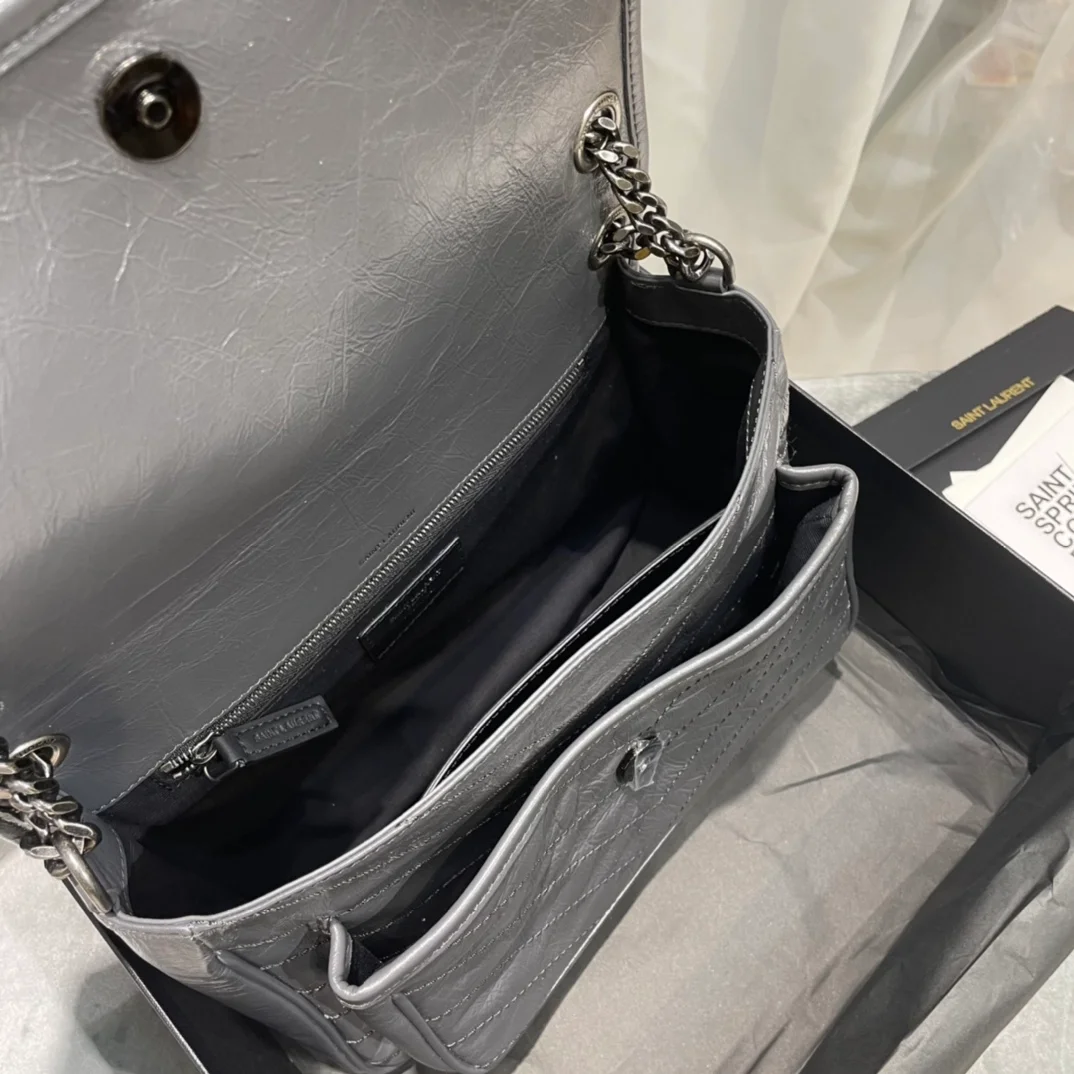 생로랑 빈티지 니키 미디움백 그레이