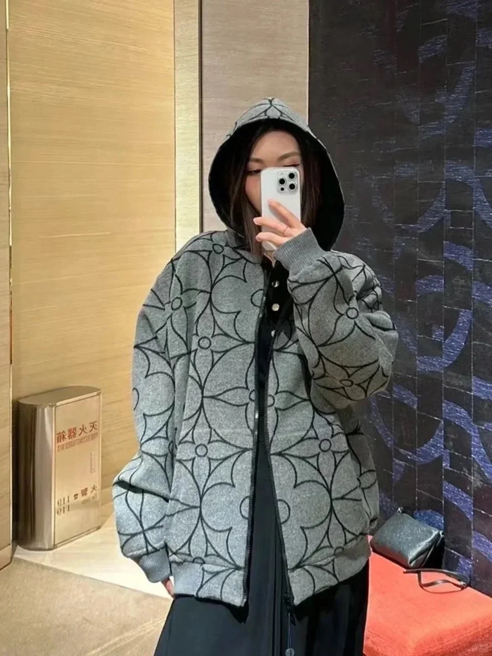 루이비통 리버시블 더블 페이스 울 후디 블루종 1AFAA0
