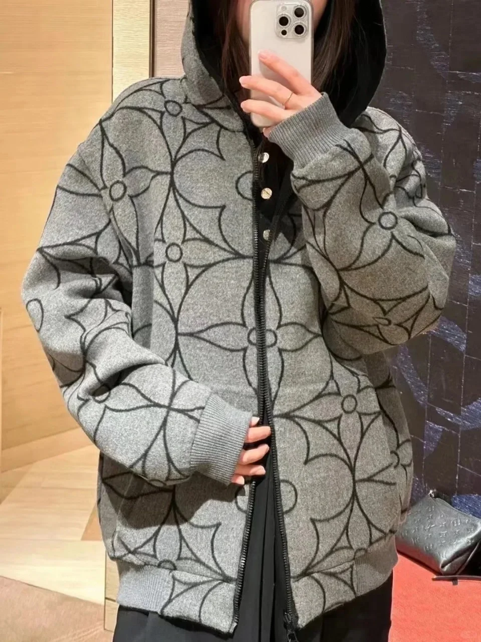 루이비통 리버시블 더블 페이스 울 후디 블루종 1AFAA0