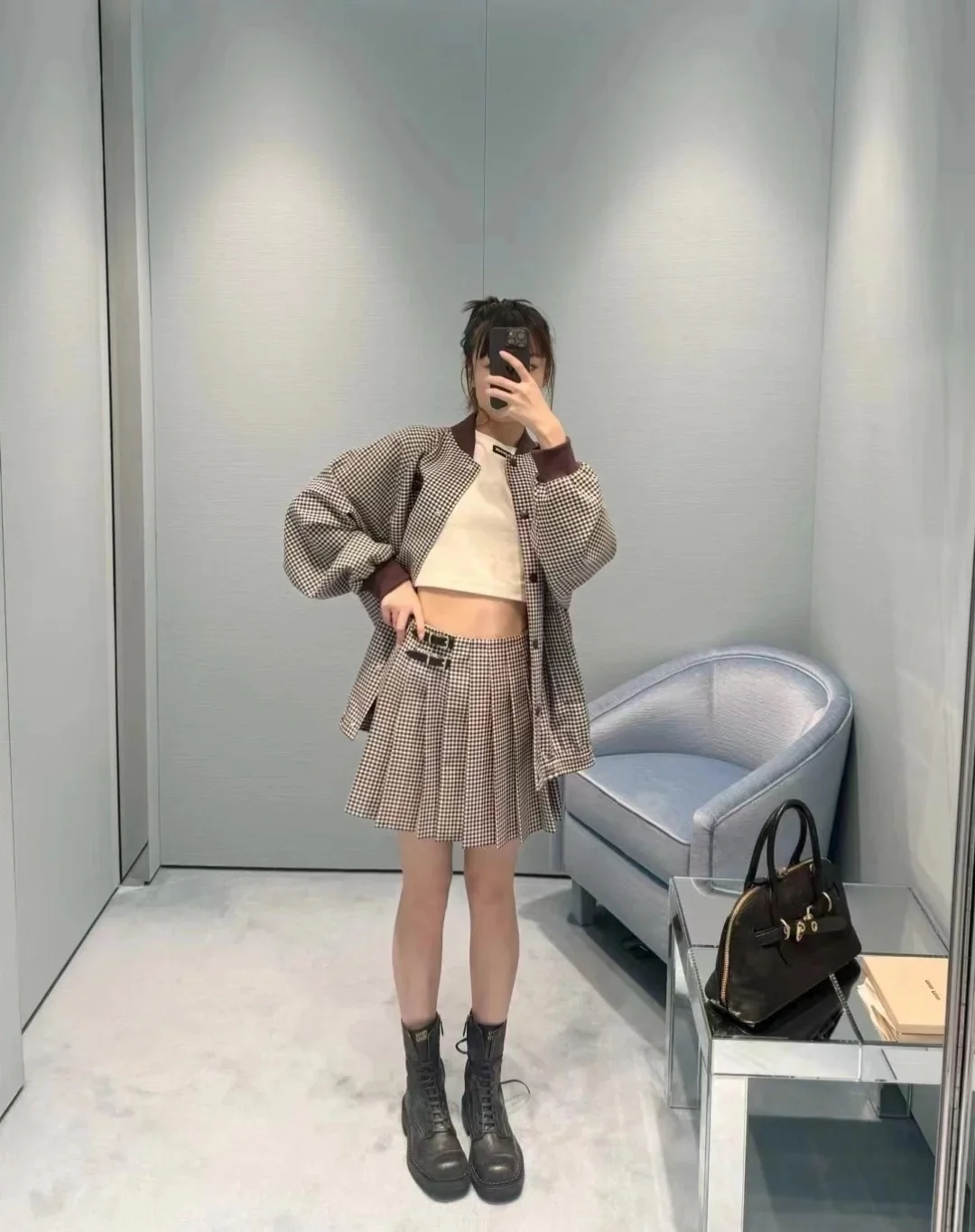 미우미우 플리츠 미니 스커트