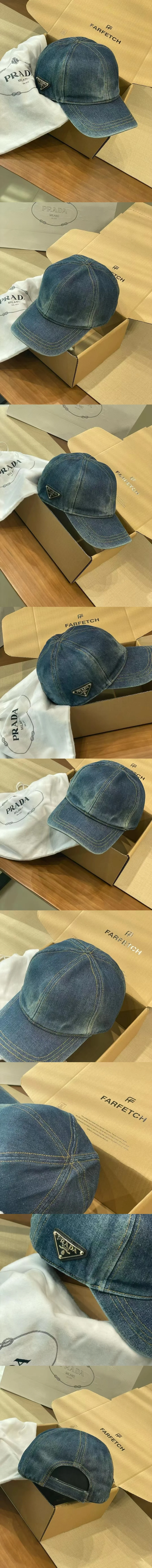 프라다 삼각로고 데님 캡 상세 이미지 2