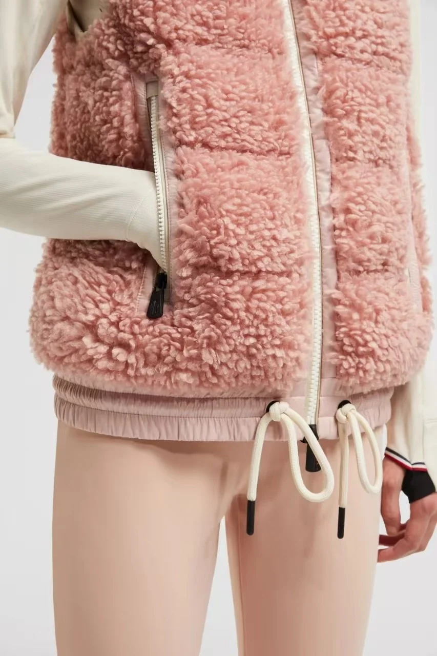 몽클레어 테디 패디드 조끼 핑크