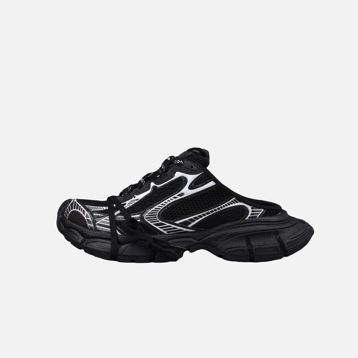 발렌시아가 3XL 블랙 실버 뮬 스니커즈