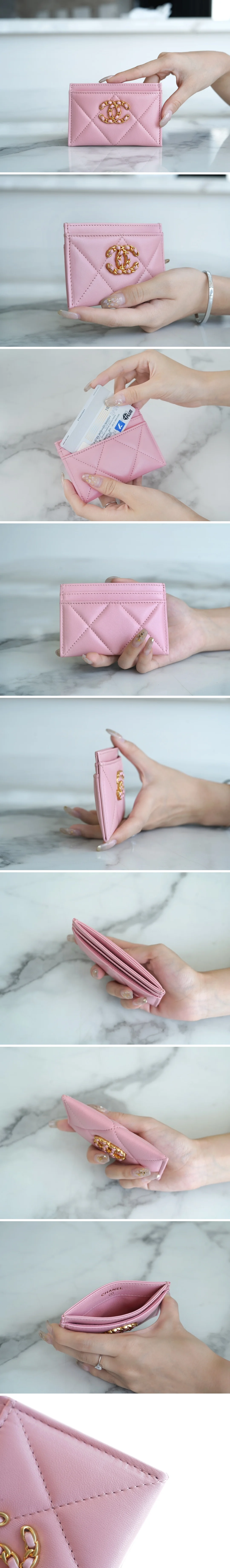 샤넬 클래식 카드 지갑 핑크 상세 이미지 2