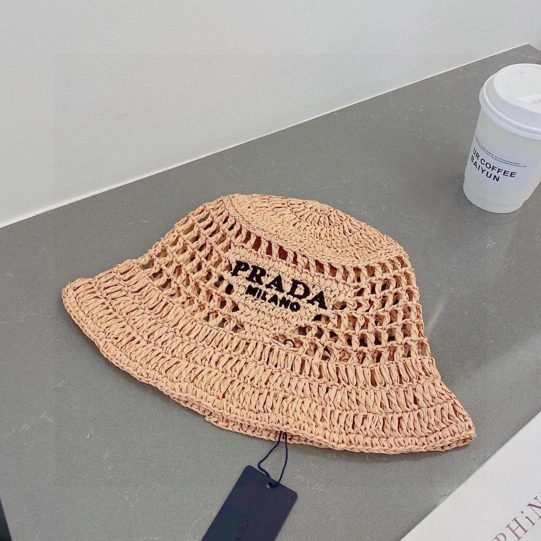 프라다 우븐 패브릭 베이지 버킷 햇