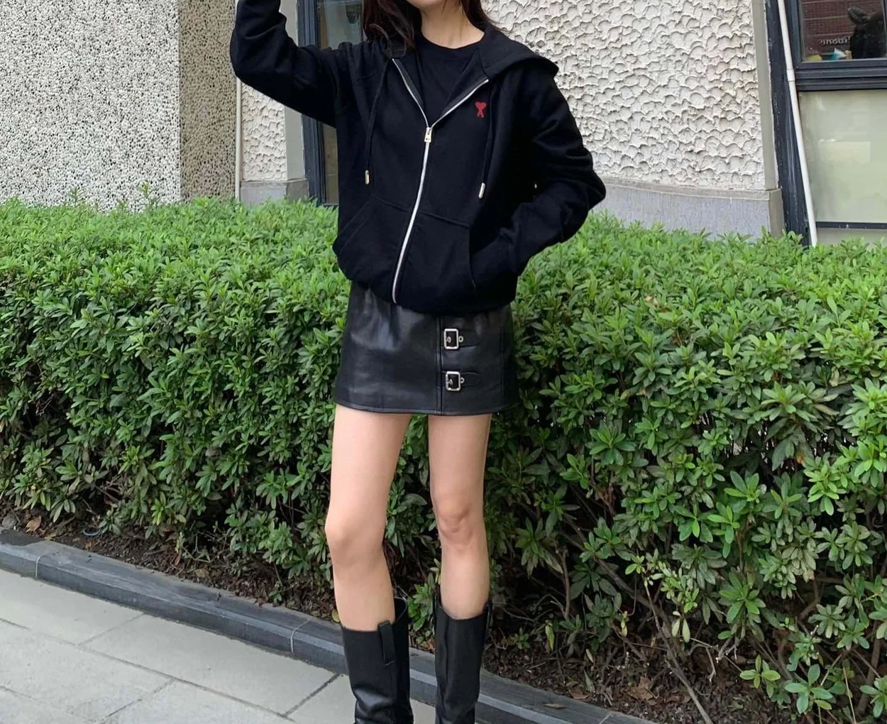 아미 유니섹스 ADC 블랙 후드 집업