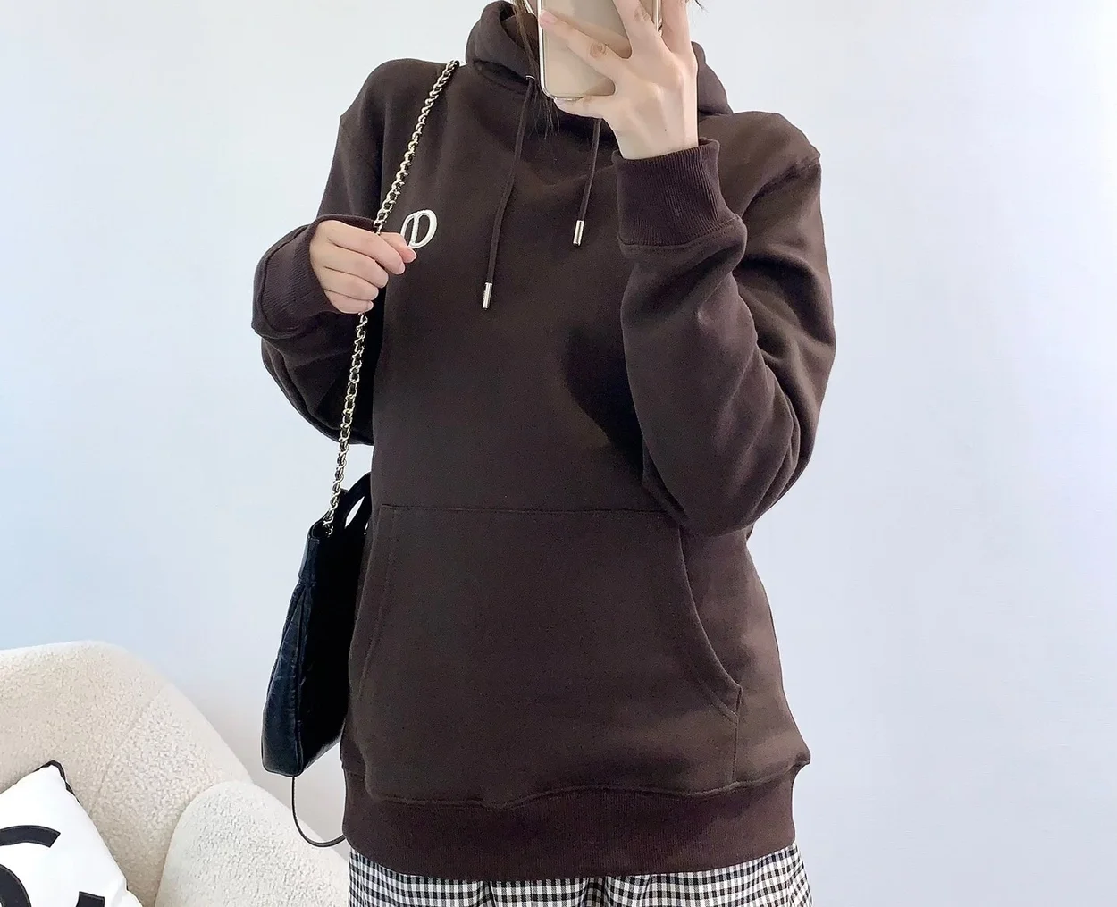 디올 아이콘 후디드 브라운 스웨트셔츠