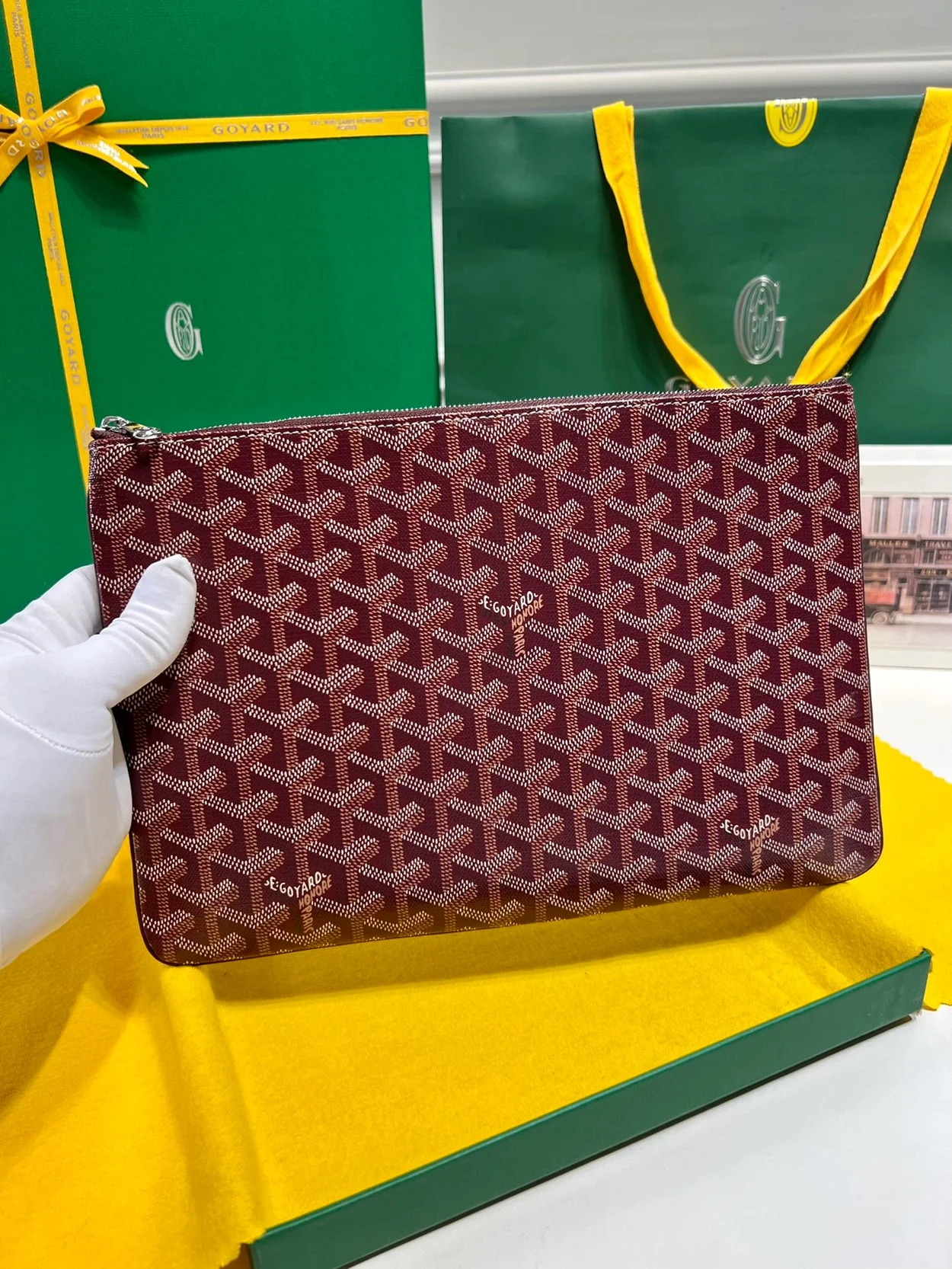 고야드 세나 클러치 MM 버건디
