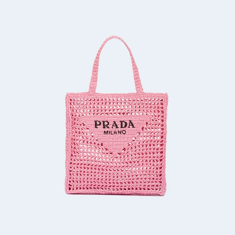프라다 크로셰 토트백 핑크