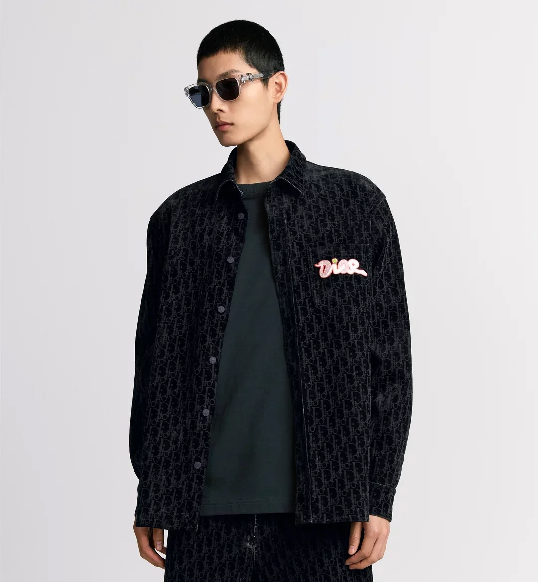 디올 & 카우스 블루코튼 오버셔츠