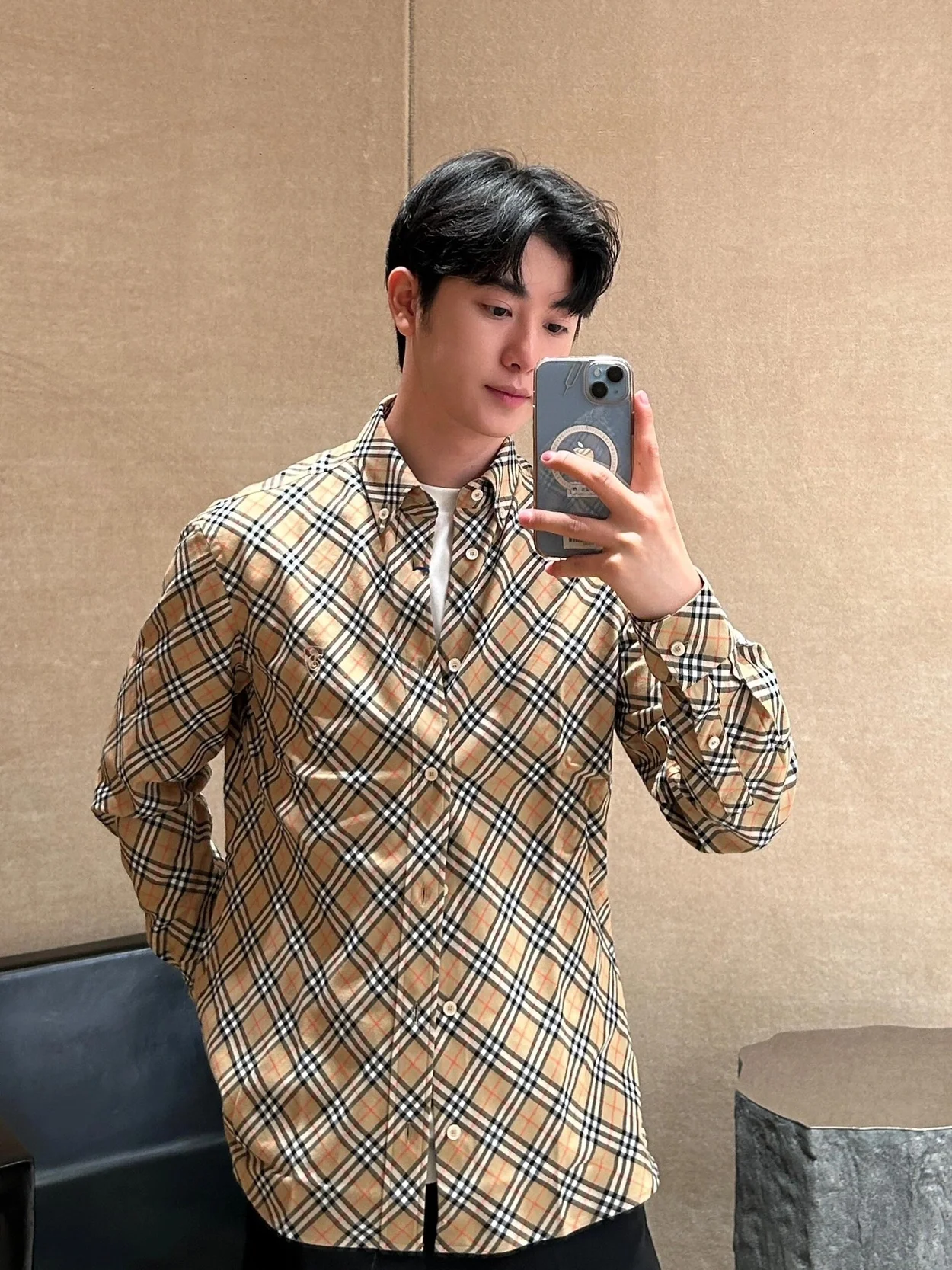 버버리 체크 코튼 셔츠