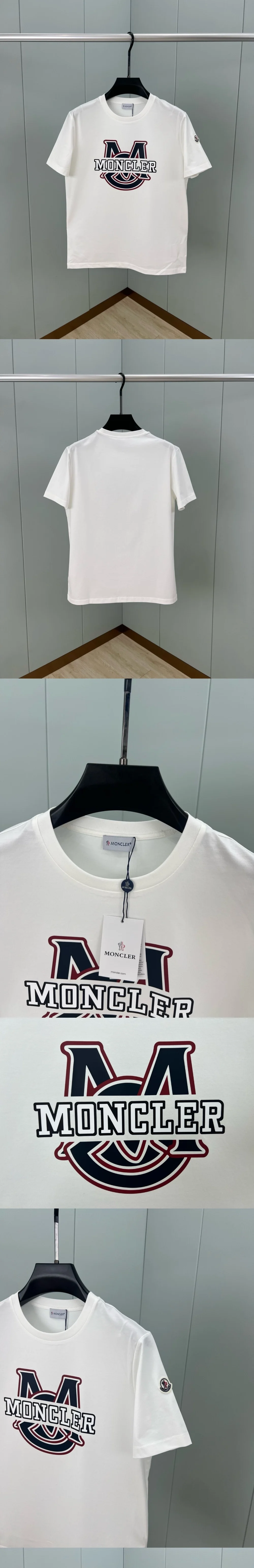 몽클레어 바시티 로고 모티프 코튼 티셔츠