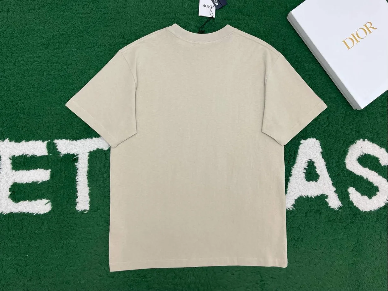 디올 Charm 릴렉스드 핏 코튼 저지 티셔츠 베이지