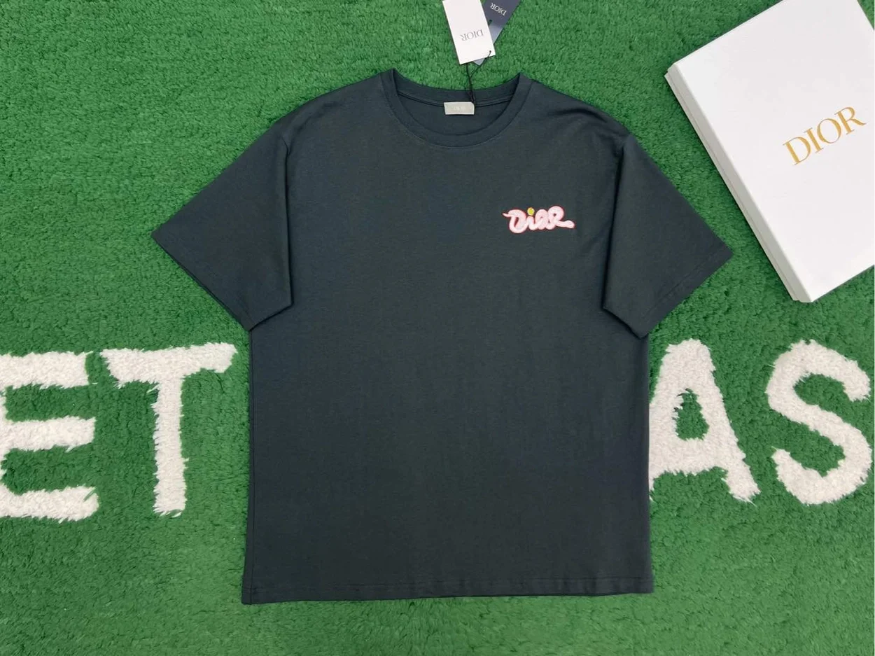 디올 AND KAWS 캐주얼 핏 티셔츠 블루