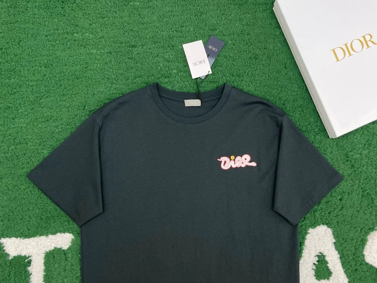 디올 AND KAWS 캐주얼 핏 티셔츠 블루