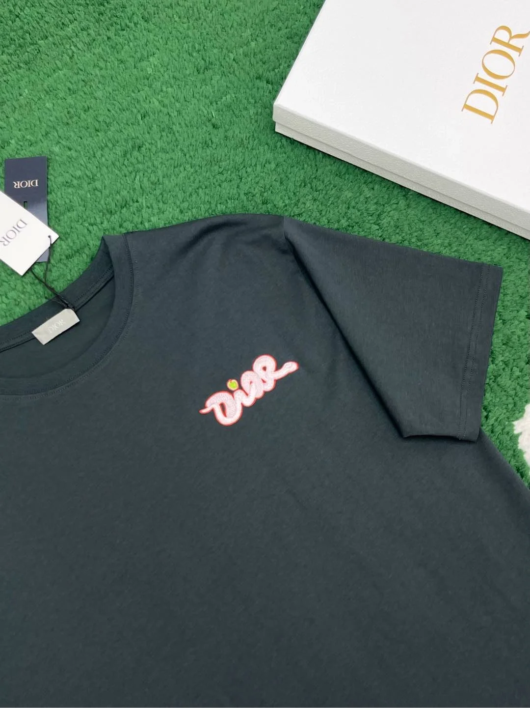 디올 AND KAWS 캐주얼 핏 티셔츠 블루