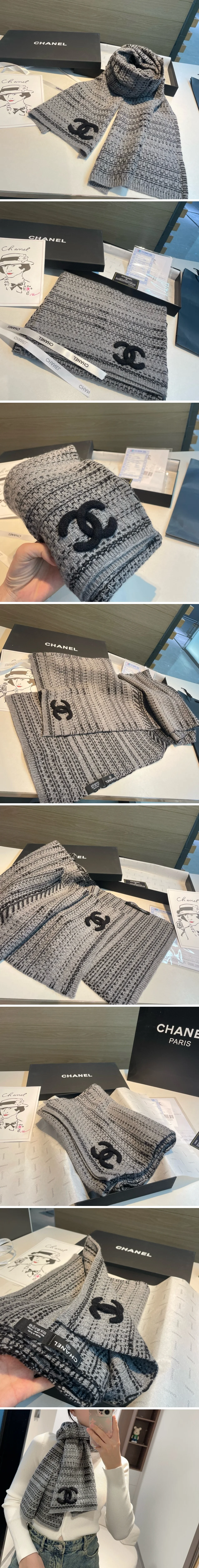 샤넬 순모 머플러 그레이 상세 이미지 2