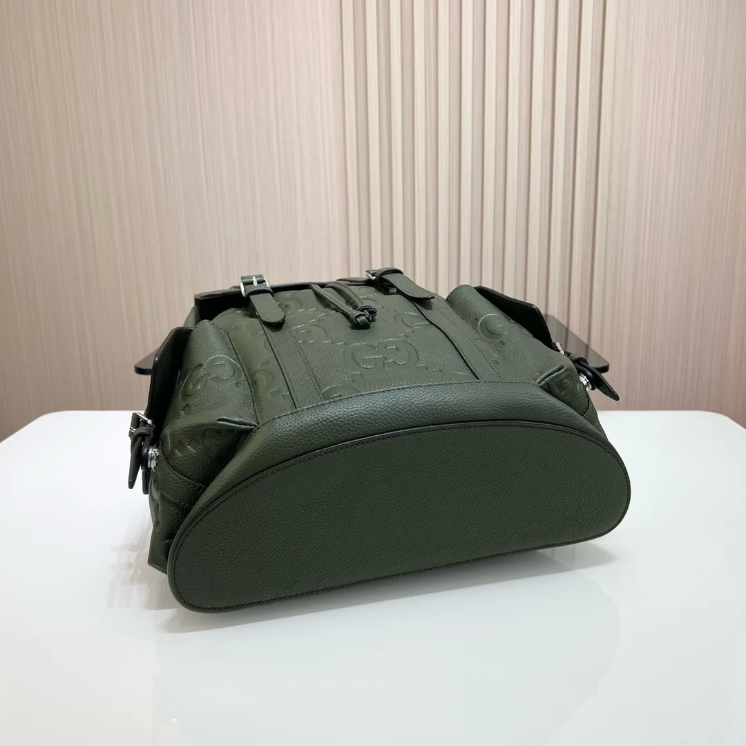 구찌 다크 그린 레더 점보 GG 백팩