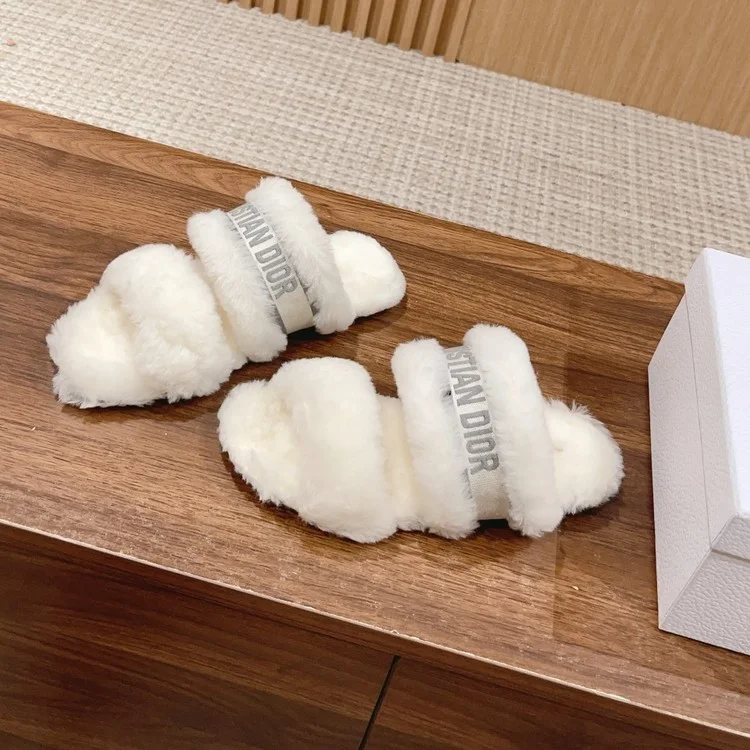 디올 더블 스트랩 쉐무아 뮬 화이트