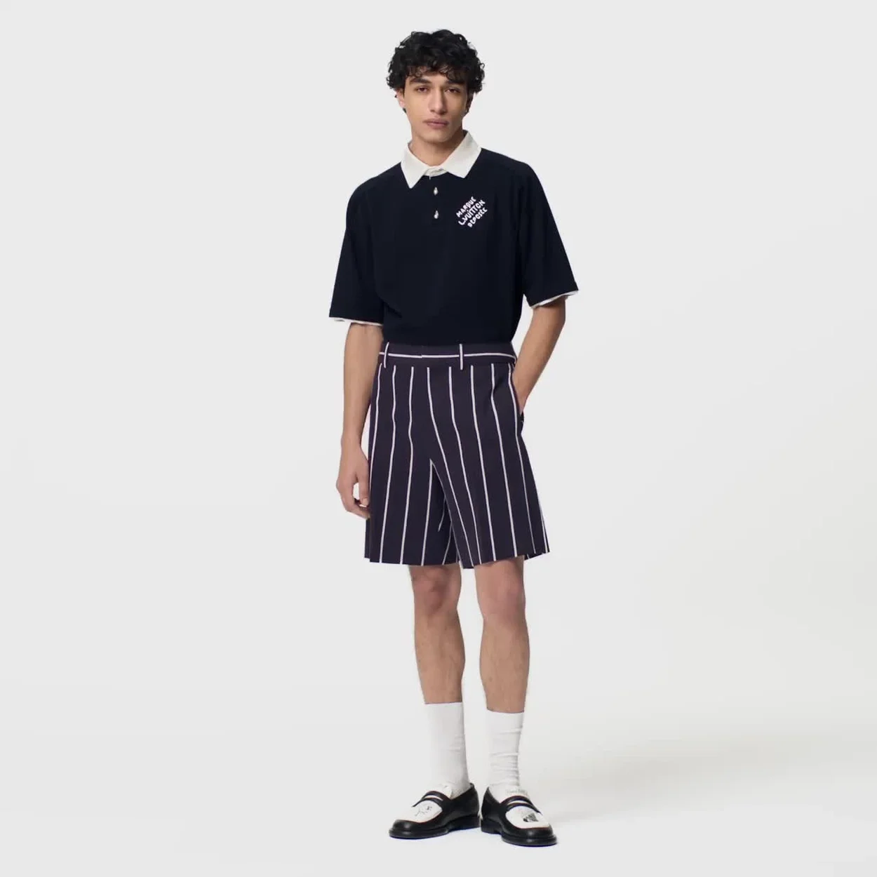 루이비통 엠브로이더드 코튼 블렌드 폴로 셔츠