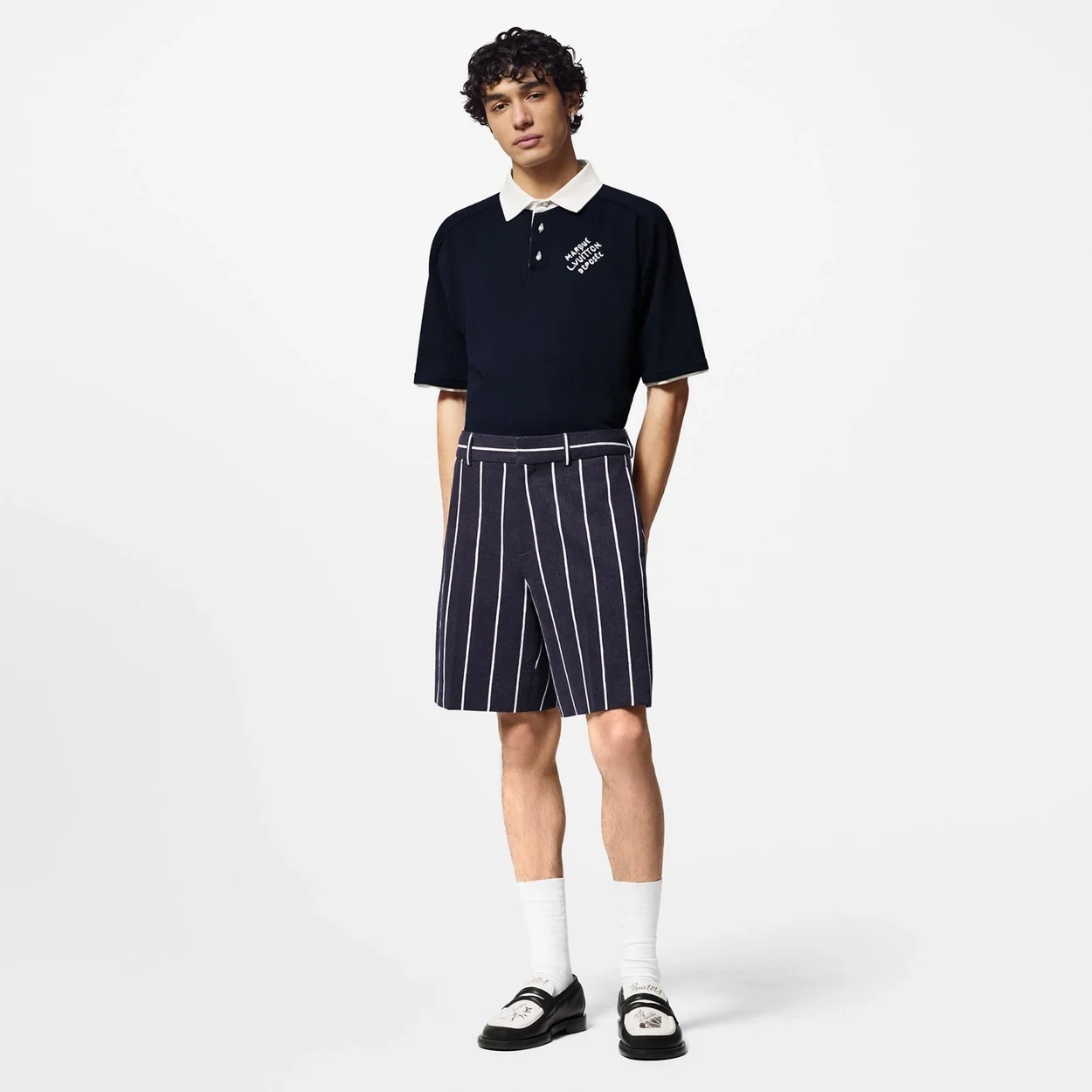 루이비통 엠브로이더드 코튼 블렌드 폴로 셔츠