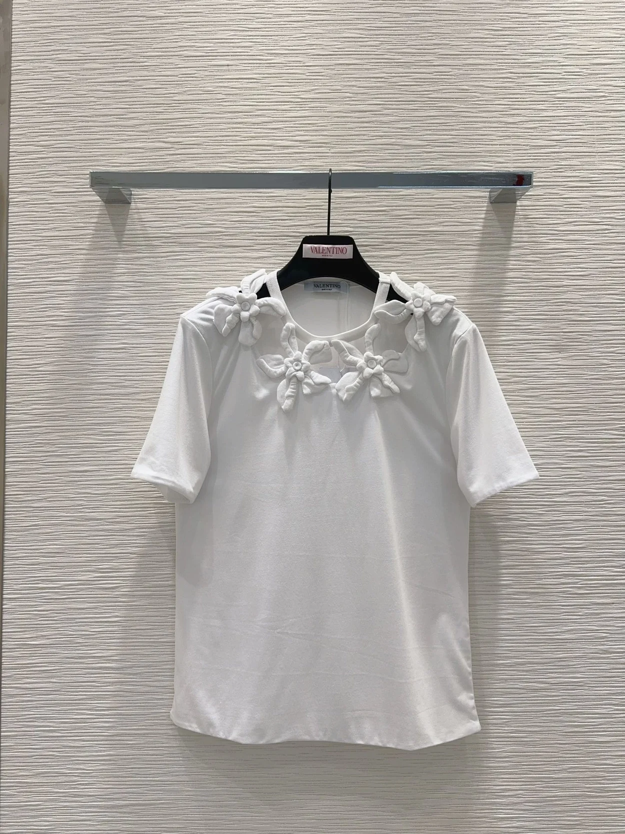 발렌티노 자수 코튼 저지 티셔츠 화이트