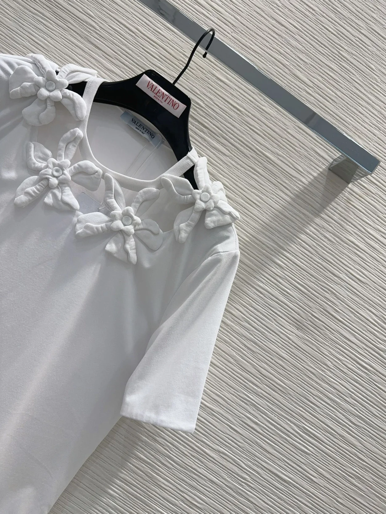 발렌티노 자수 코튼 저지 티셔츠 화이트