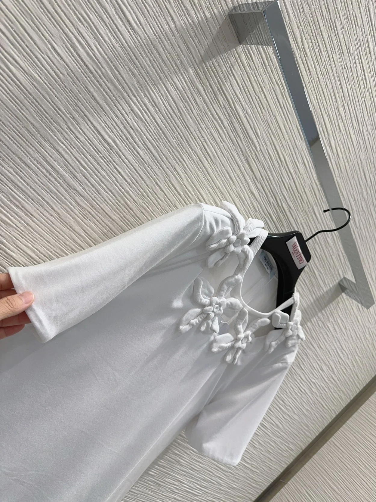 발렌티노 자수 코튼 저지 티셔츠 화이트