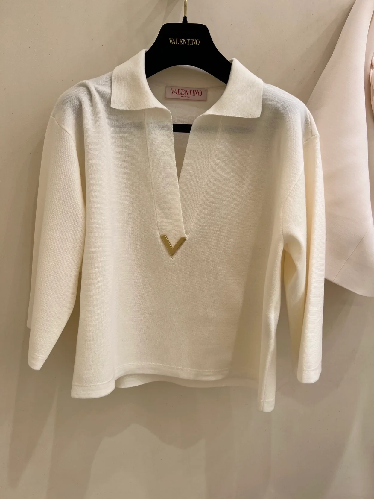 발렌티노 로고 버진 울 탑 화이트