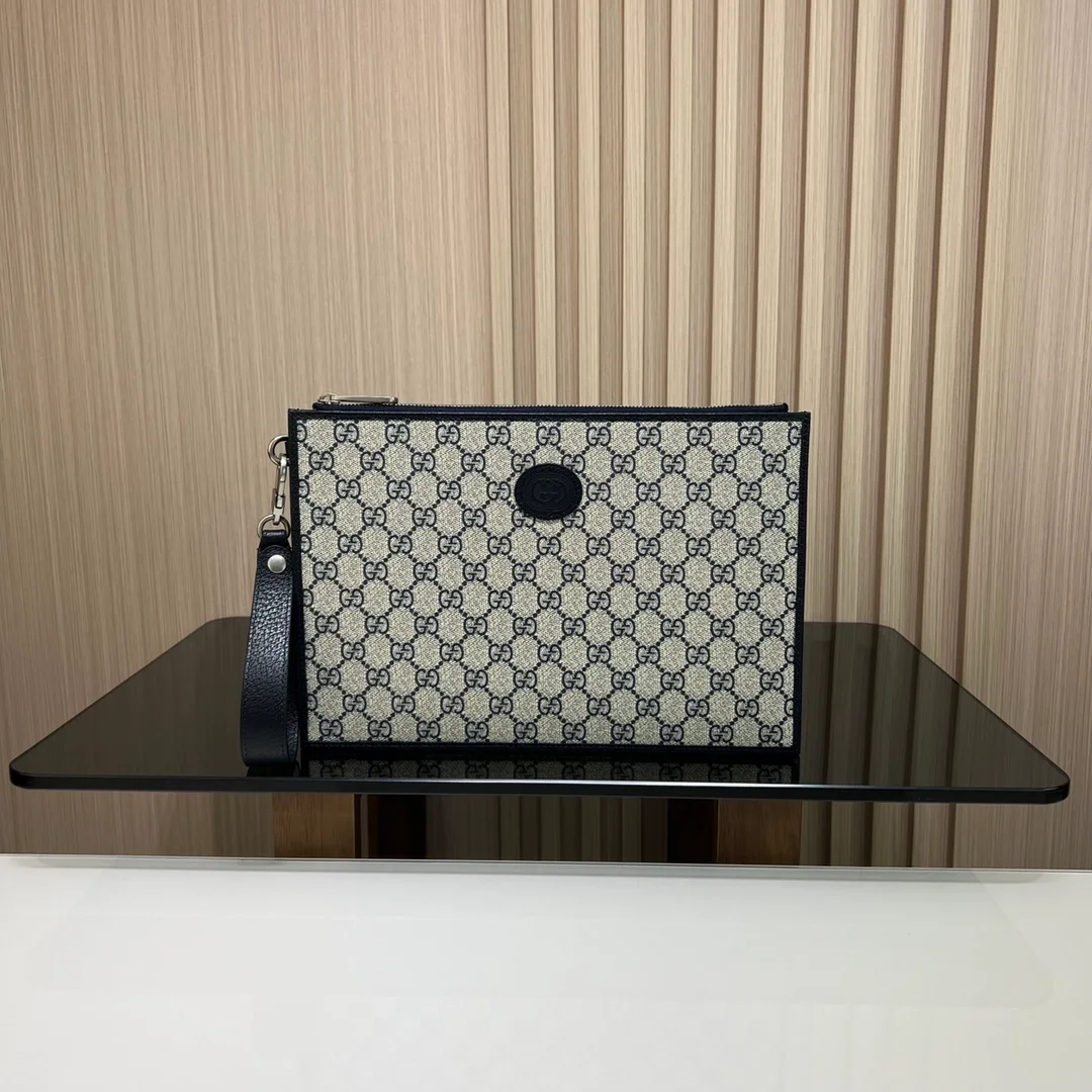 구찌 베이지 블루 슈프림 GG 파우치