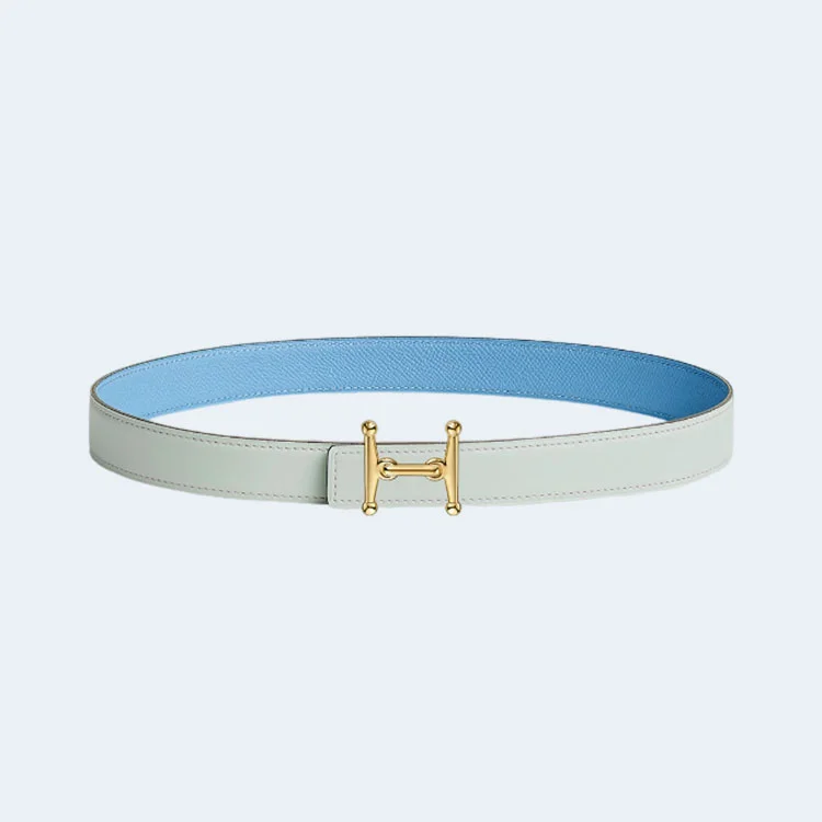 에르메스 MORS H 리버서블 화이트 벨트 금장 24mm
