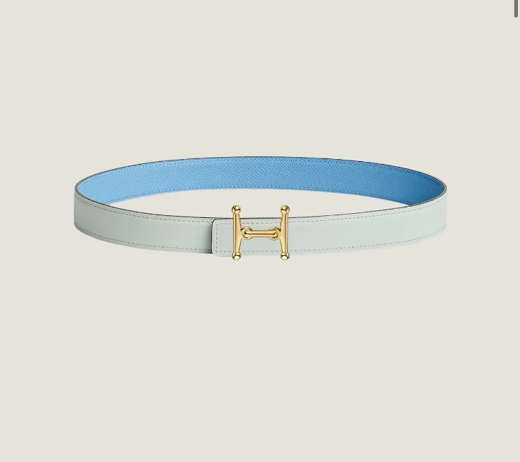 에르메스 MORS H 리버서블 화이트 벨트 금장 24mm