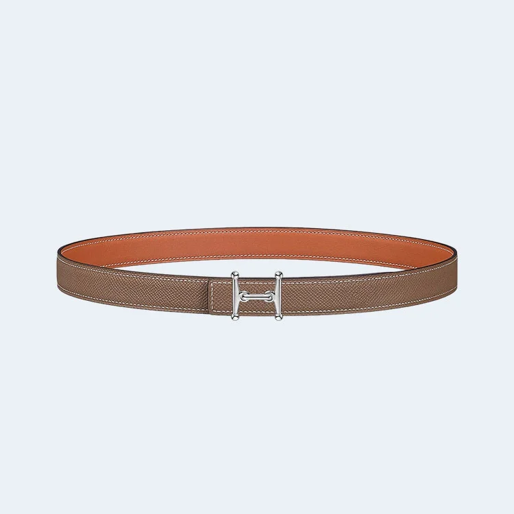 에르메스 MORS H 리버서블 오렌지 벨트 은장 24mm