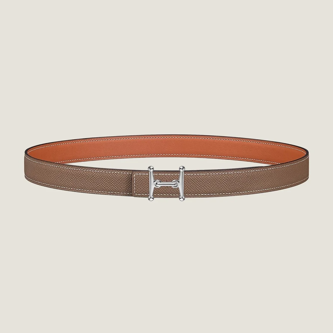 에르메스 MORS H 리버서블 오렌지 벨트 은장 24mm
