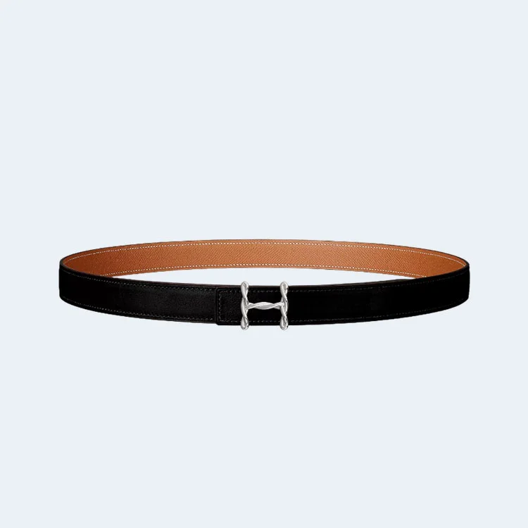 에르메스 H 트위스트 리버서블 브라운 벨트 24mm