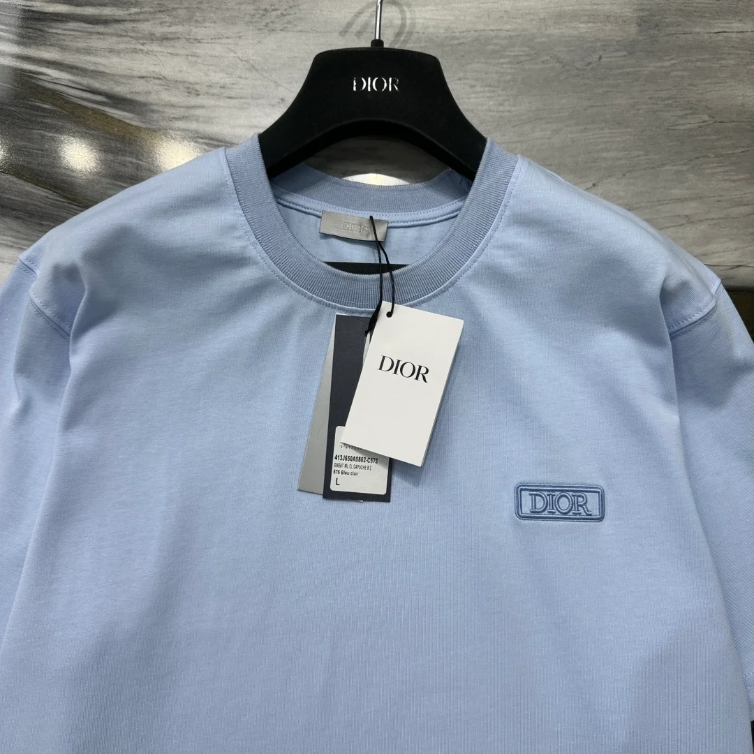 디올 아이콘 블루 씨 아일랜드 코튼 저지 티셔츠