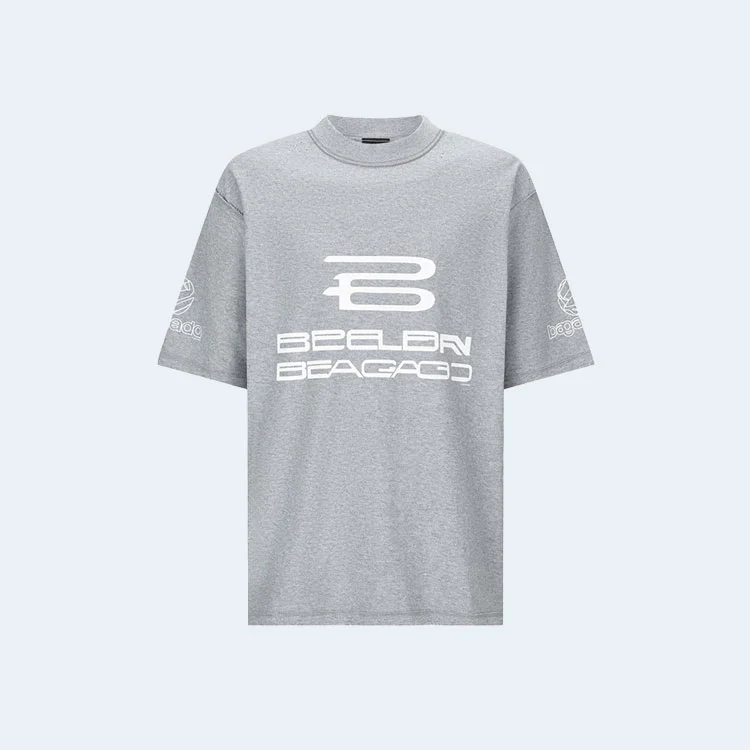 발렌시아가 AI 제너레이티드 미디엄 핏 티셔츠 그레이