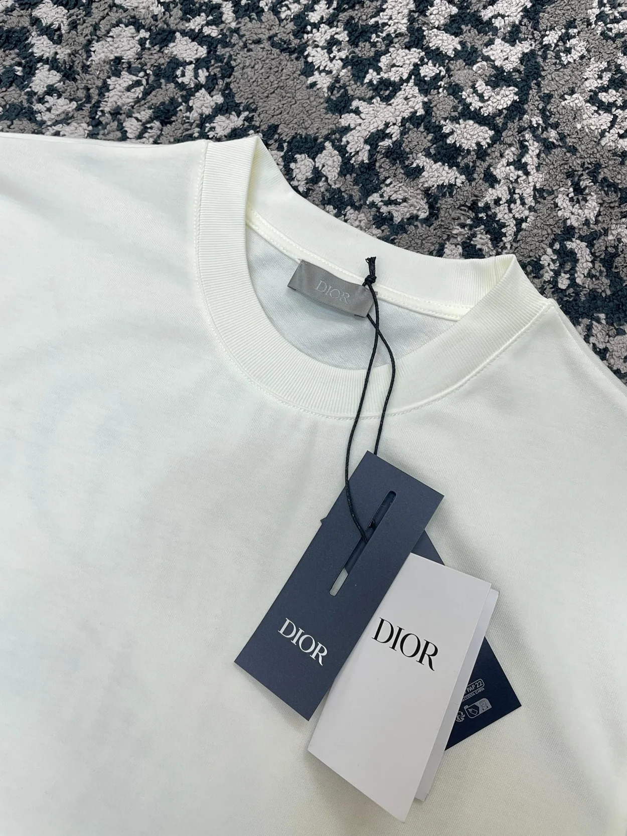디올 에크루 실크 코튼 저지 티셔츠 화이트