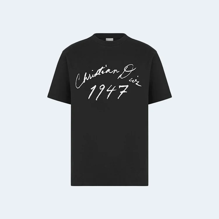디올 핸드라이팅 캐주얼 핏 티셔츠 블랙