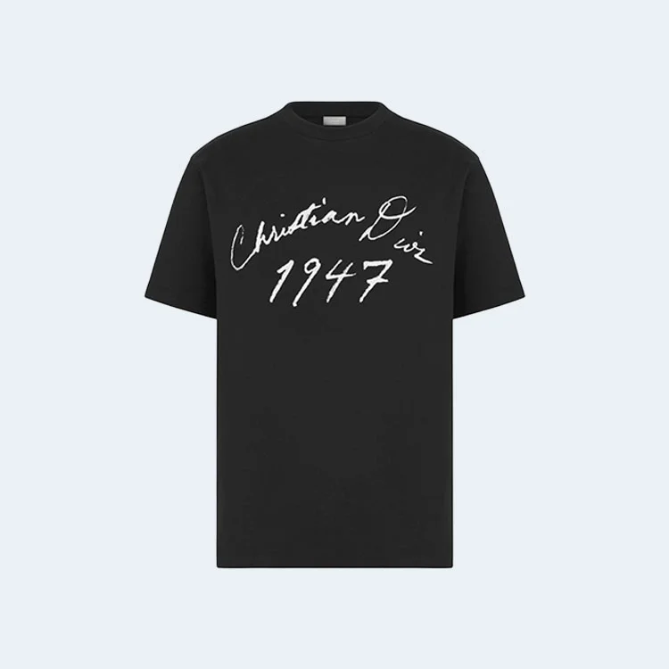 디올 핸드라이팅 캐주얼 핏 티셔츠 블랙