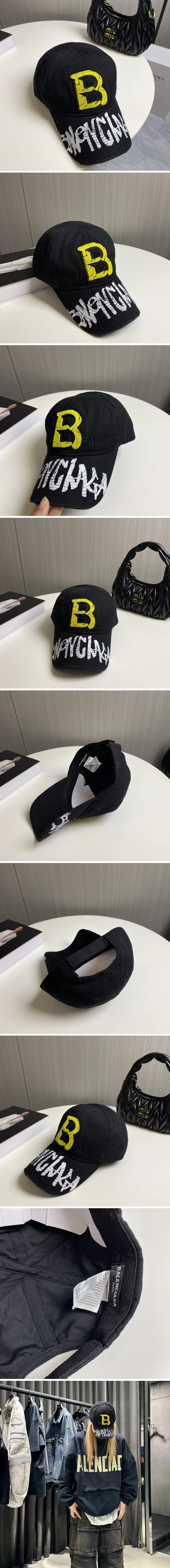 발렌시아가 블랙 빈티지 베이스볼 캡 상세 이미지 2