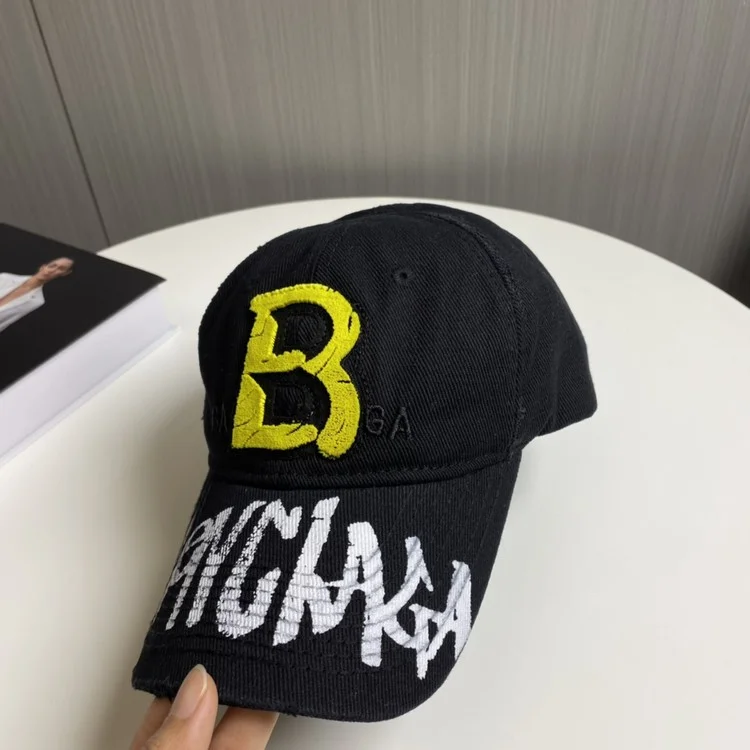 발렌시아가 블랙 빈티지 베이스볼 캡