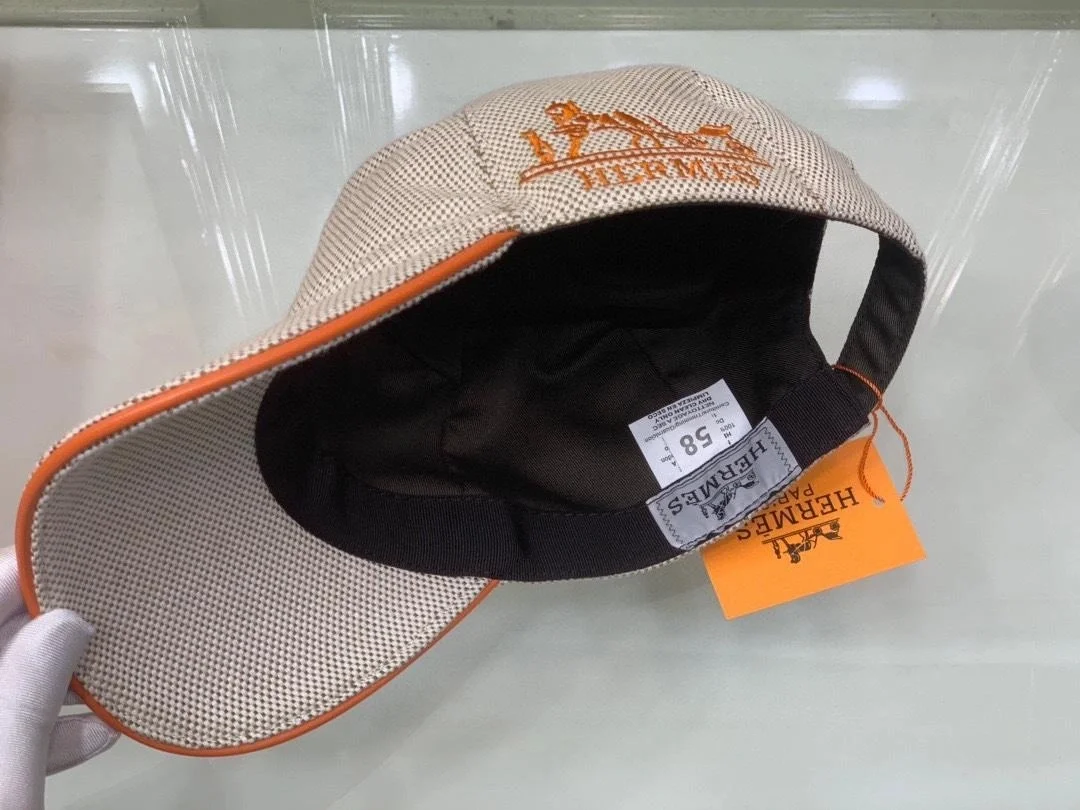 에르메스 H 로고 베이지 베이스볼 캡