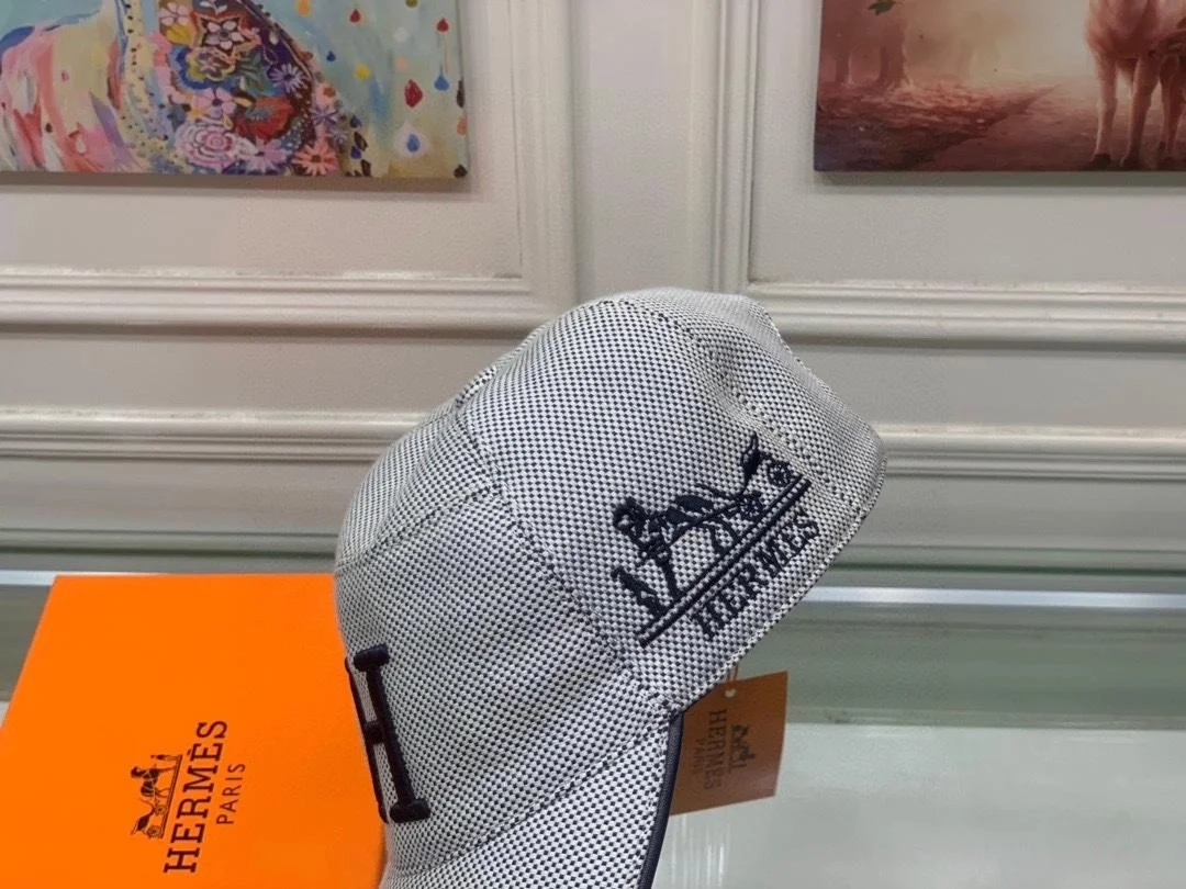 에르메스 H 로고 그레이 베이스볼 캡