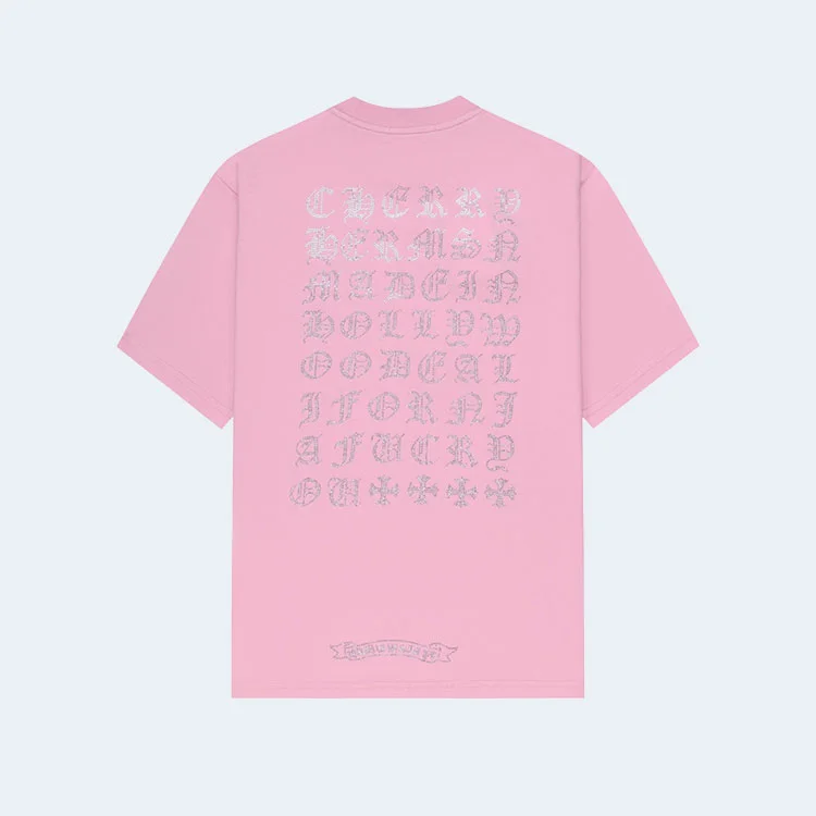 크롬하츠 크로아 하트 다이아몬드 로고 티셔츠 핑크